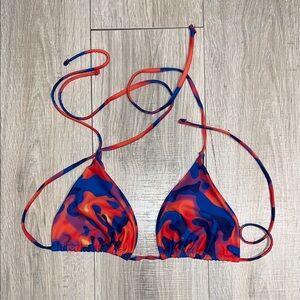 Vibrant Red & Blue Camo Triangle Bikini Top
